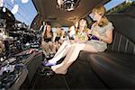 Group of teenaged girls in limousine