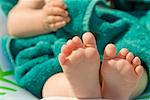 Close up of baby’s bare feet