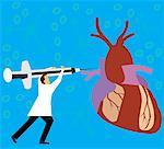 Doctor giving injection to heart