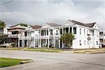 Straße und Häuser, Galveston, Texas, USA