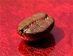 One coffee bean on red background