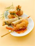 Asian appetisers with prawns