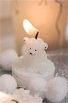 Christmas decoration: polar bear candle and windlight