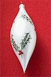 Christmas bauble (teardrop) with holly motif