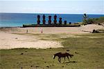 Ahu Nau Nau at Anakena, Easter Island, Chile