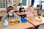 Children Eating Lunch in Classroom