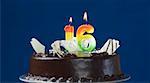 Close-up of lit candles on a birthday cake