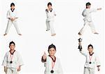 Mehrere Bilder eines jungen im Judo einheitliche