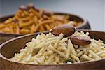 Close-up of two bowls of snacks