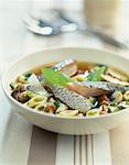 Penne and fish soup