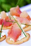 goat's cheese and raw ham canapés