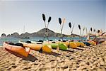 Canoes on luxury beach resort