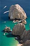Aerial view of rocks and sea
