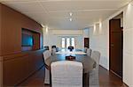 Interior of Dining Room of Luxury Yacht