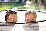 Portrait of Women in Hot Tub, Encinitas, San Diego County, California, USA