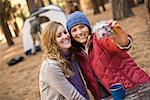 Friends Taking Self Portrait on Campsite, Yosemite National Park, California, USA