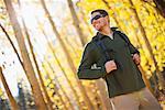 Man Hiking through Aspen Grove, Yosemite National Park, California, USA