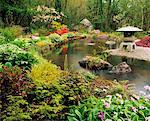 Laterne und Pool, japanische Garten Ardcarrig, Co. Galway, Irland