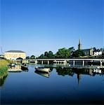 Skyline über den Fluss Garavogue, Sligo Stadt, Co. Sligo, Irland