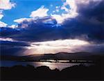 Co Kerry, Dunkerrun Insel Sonnenuntergang über der Bucht von Kenmare