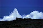 Burren Coast, County Clare, Ireland; Large waves crashing