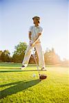 Golfer Getting Ready to Drive Ball, Salem, Oregon, USA