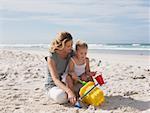 Mother and daughter at beach