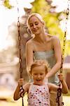 Mother Pushing Daughter on Swing