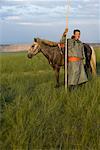 Portrait of Horseman with Horse, Inner Mongolia, China