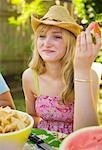 Woman Eating Watermelon, Portland, Oregon, USA