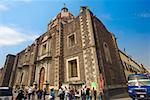 Tourists in front of a cathedral, Temple of Holy Ines, Mexico City, Mexico