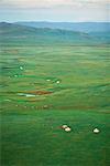 Overview of Yurts in a Nomadic Cultural Preserve, Gurustai Ecological Preserve, Inner Mongolia, China