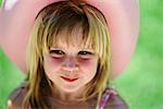 Portrait of Little Girl Wearing Cowboy Hat, Malibu, California, USA