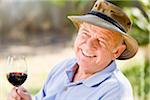Portrait of Man Outdoors, Drinking Red Wine