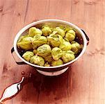 Brussel sprouts in a colander