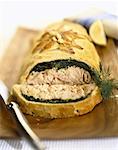 salmon and spinach in pastry