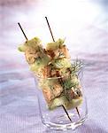 salmon, cucumber and honey skewers