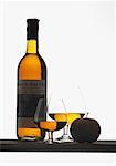 Bottle and glasses of Calvados