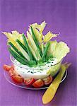 dipping vegetables with herbed fromage frais