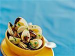 Carpet-shell clams with mushrooms