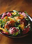 savory-sweet salad with caramelized rabbit and apricots