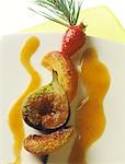 pistachio-flavored fig, nectarine and strawberry with sauce