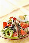 nicoise salad with anchovy and boiled egg