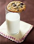 Glass of milk and cookie