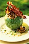 round courgette stuffed with chanterelles