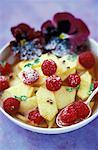 pineapple, raspberry and pansy salad