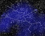 Outline of Constellation of Taurus in Night Sky