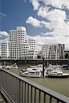 View of Frank Gehry Buildings from Bridge, Dusseldorf, North Rhine-Westphalia, Germany