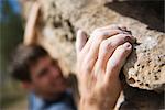 Close-Up of Rock Climber's Hand on Cliff near Sedona, Arizona, USA