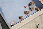 Workers Cleaning a Hotel Swimming Pool, Guilin, Guangxi Autonomous Region, China